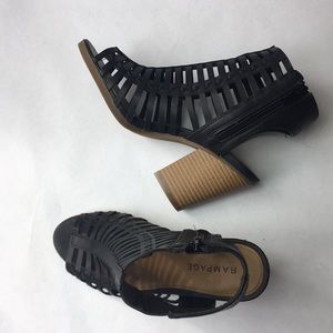 RAMPAGE "Voda" Black open toe cage booties